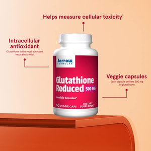 Jarrow Formulas Glutathione Reduced 500mg - Pharmaceutical Grade Antioxidant for Cellular Health