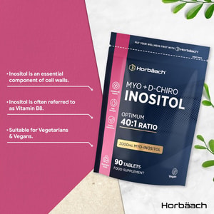 Horbaach Myo Inositol & D-Chiro Inositol Complex 2000mg – 40:1 Optimum Ratio for Women's Wellness PCOS Support supplement price In Bangladesh